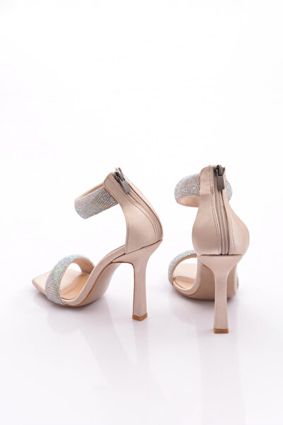 DGN Kadın Silver Taşli Bilekten Bağli Topuklu Ayakkabı 915533210