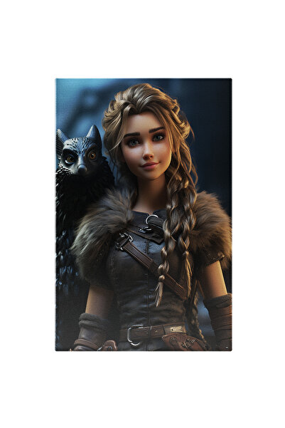 StoryGift Romania Tablou Canvas: Viking Femeie In Eleganta Lucrari De Arta, Intuneric, Papusa, Albastru Electric