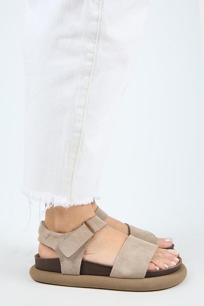 Manijero Bronx Women's Genuine Leather Scarf Velcro Mink Sandals