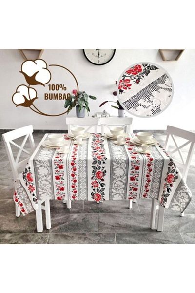 Pucioasa Față de masă din bumbac teflonat, 160x320 cm, design tradițional