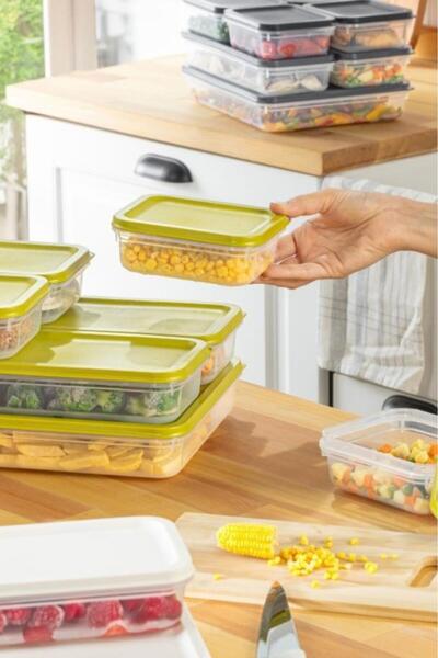 Flora 4’lü Dondurucu Saklama Kabı Seti, Buzdolabı Difriz Erzak Düzenleyici Set (2600,1200,2x500ml) Mavi