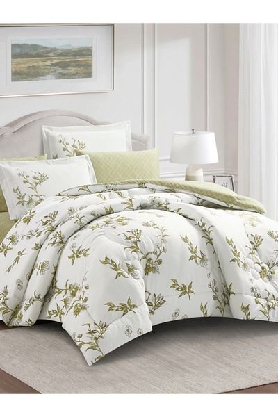 Donetella Comforter Set King Size, 6-Pcs, 260x240 cm, Printed, All Season, Microfiber, 350 GSM