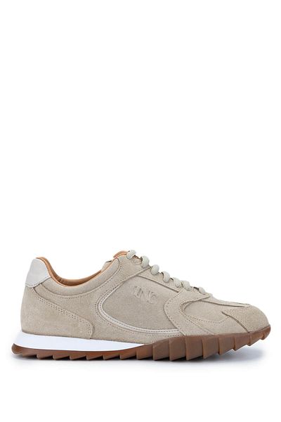 Tamer Tanca Women's Genuine Leather Beige Suede Sneakers & Sneakers