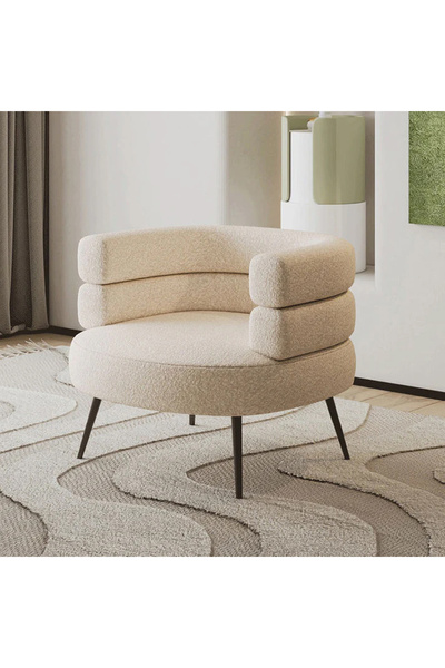 Generic كرسي أنيق من القماش بتصميم بوكل - كرسي ديكور عصري باللون البيج