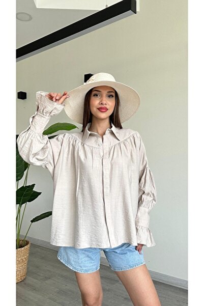 modadagiyim Γυναικείο πουκάμισο με κορδόνι και λεπτομέρεια μανίκι