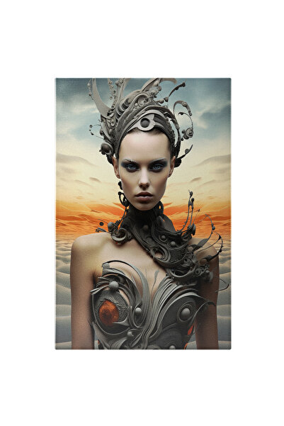 StoryGift Romania Tablou Canvas: Portret Femeie Cu Costum Futuristic Mono-cro...