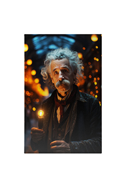 StoryGift Romania Tablou Canvas: Portret Albert Einstein Cu Par Alb Si Mustat...