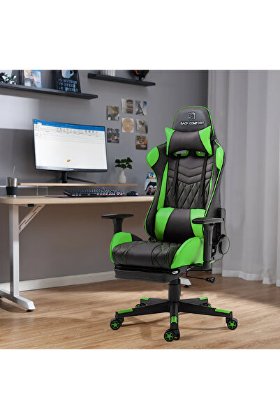 BACK COMFORT Luxury Gaming Chair with Reclining Backrest, Premium Leather, Neck and Foot Support