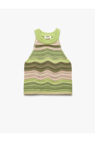 Koton New Season Halter Neck Sleeveless Patterned Knitwear Undershirt