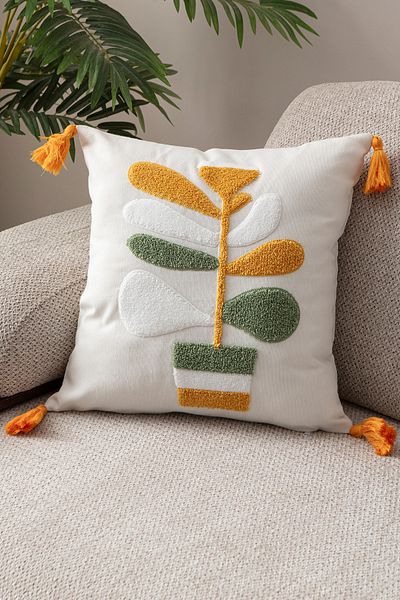 EVOTTO HOME COLLECTİON Comfort Punch Pattern Throw Pillow Cover Square Decorative Bohemian Embroidered Sofa Pillowcase Poncho 45X45