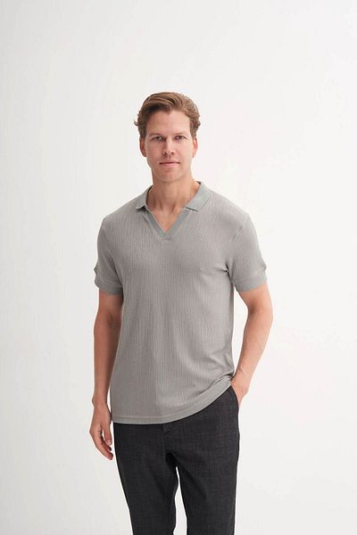 Cazador Ανδρικό μπλουζάκι Polo Neck Grey 4079