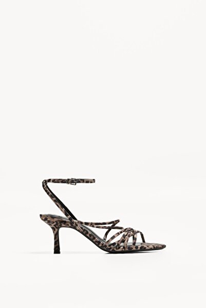 Bershka Animal print multi-strap heeled sandals