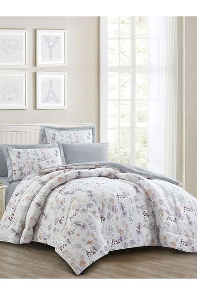 Donetella Comforter Set King Size, 6-Pcs, 260x240 cm, Printed, All Season, Microfiber, 350 GSM