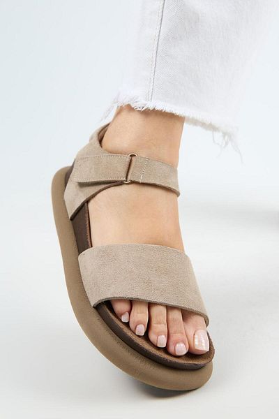 Manijero Bronx Women's Genuine Leather Scarf Velcro Mink Sandals
