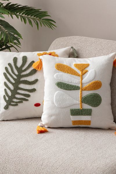 EVOTTO HOME COLLECTİON Pachet de 2 perne cu model Comfort Punch, pătrată, decorativă, brodata boemă, pentru scaun, 45x45