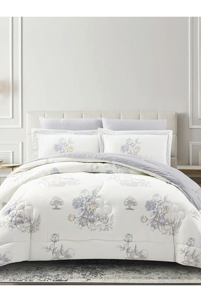 Donetella Comforter Set King Size, 6-Pcs, 260x240 cm, Printed, All Season, Microfiber, 350 GSM