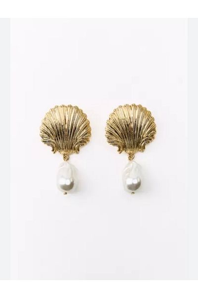 Dionme Zra Artificial Pearl Sea Shell Earrings