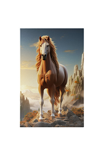 StoryGift Romania Tablou Canvas: Cal Alb-maroniu Cu Coama Lunga Frumos Ingrij...