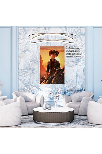 StoryGift Romania Tablou Canvas: Cowboy La Apus Calare Prin Vestul Salbatic La Apus - Fotografie De Peisaj Pictu