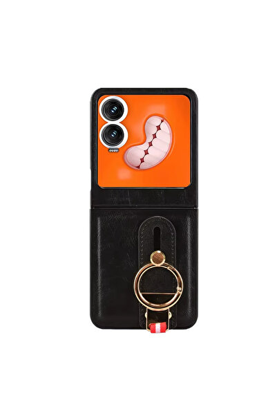 Microcase Tecno Phantom V Flip2 Askılıklı Standlı Açacaklı Deri Kılıf-AL5118