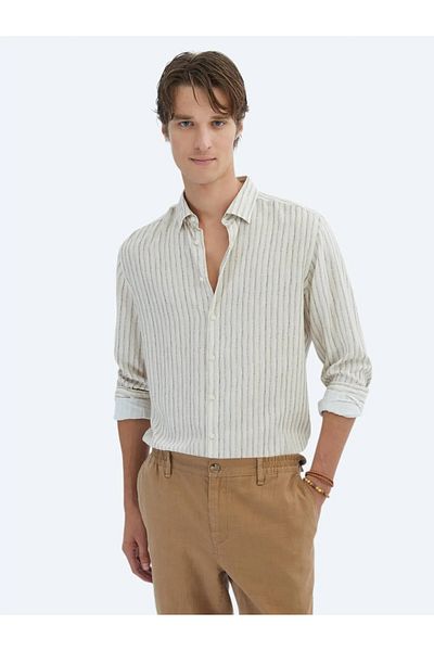 Kip Beige Printed Regular Fit Woven Casual Shirt