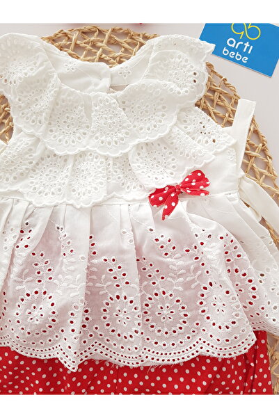 artıbebe Baby Girl 3-Piece Lace Blouse Shorts and Bow Set – Summer Dress Set | Plus Bebe