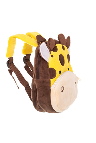 zola Plush preschool backpack, with 2 pockets, giraffe pattern, yellow, 24 cm