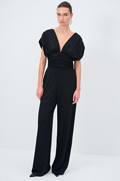 Love My Body V Yaka Örme Tulum