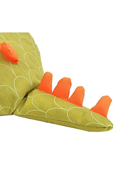 zola Rucsac prescolari impermeabil, forma dragon, 2 buzunare, verde-portocaliu, 26x19x10 cm