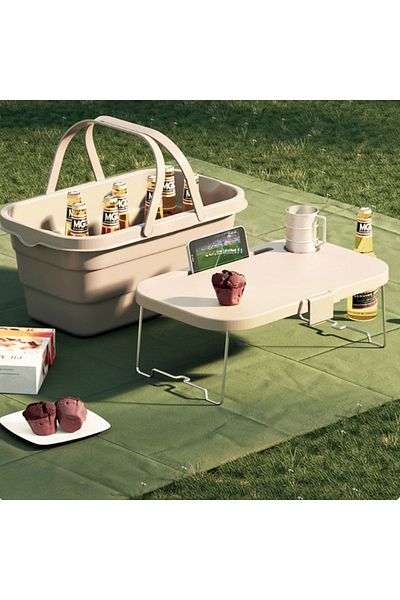 Viyogo 2-in-1 foldable basin with picnic table, 8 L, 45 x 28.5 x 23.5/9.5 cm, beige