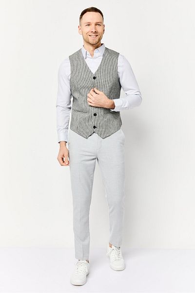 Asos Design Men Regular Fit Stripe Sleeveless Blazer, Multicolor