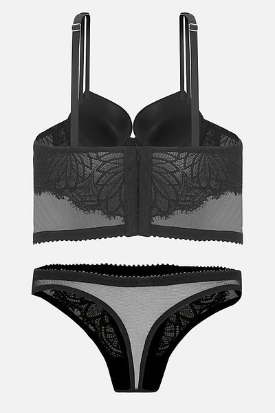 Wonna Σετ εσώρουχα Lirio Shiny Stone Detailed Micro Bustier - Γεμιστά - Δαντελένια -2716-Μαύρο