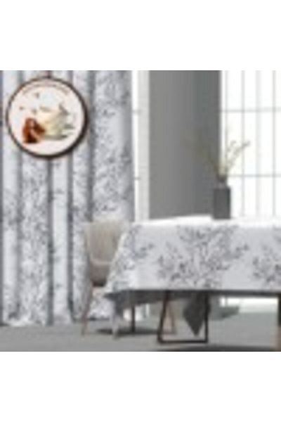 Pucioasa Teflon-coated cotton tablecloth, 160x320cm, gray twigs