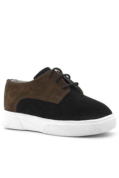 Rakerplus Genuine Leather Black Brown Lace-Up Boy's Casual Shoes