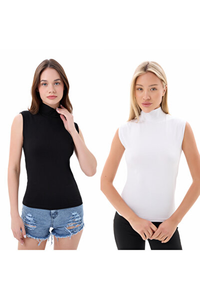 vesantia 2-х частинний віскозний чорно-білий боді з напівкомірцем та без рука...