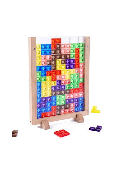 zola Wooden game, multicolor tetris puzzle, 42 elements, 24x18x2 cm