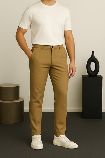 Ser Joven Ανδρικό παντελόνι από ύφασμα Camel Slim Fit
