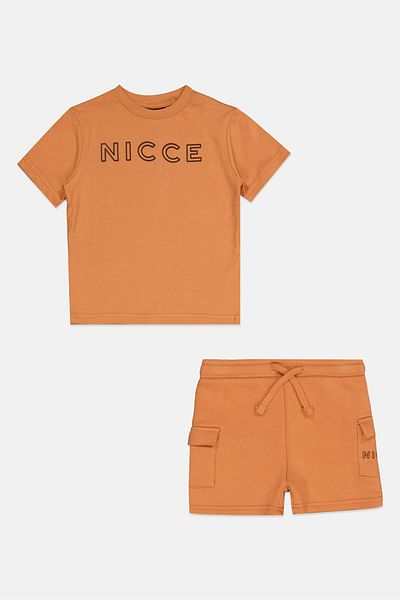 Nicce Toddlers Boy 2 Pieces Brand Logo T-shirt And Short Set, Orange