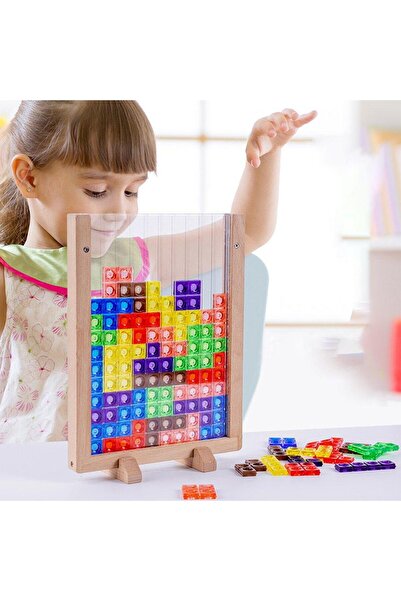 zola Wooden game, multicolor tetris puzzle, 42 elements, 24x18x2 cm