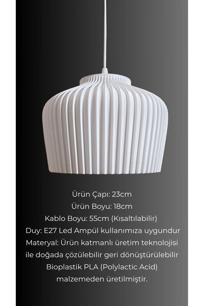decory Nicole Beyaz Avize Yatak Odası, Mutfak, Oturma Odası Tasarım Tekli Sarkıt Avize (PLASTİK) E27