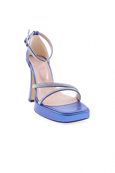 DGN 3581-23Y Жіночі сандалі на товстому каблуці з кришталевими камінцями та перехресними ремінцями