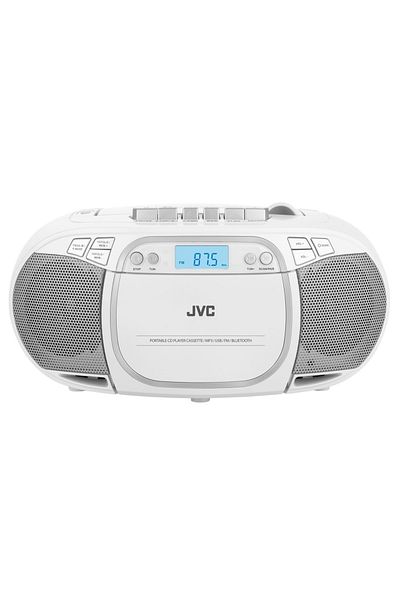 JVC Radio With Cassette And CD Player RC-E451W, 2 X 1.6 W RMS, FM, Bluetooth, USB, Mp3, Aux In, White