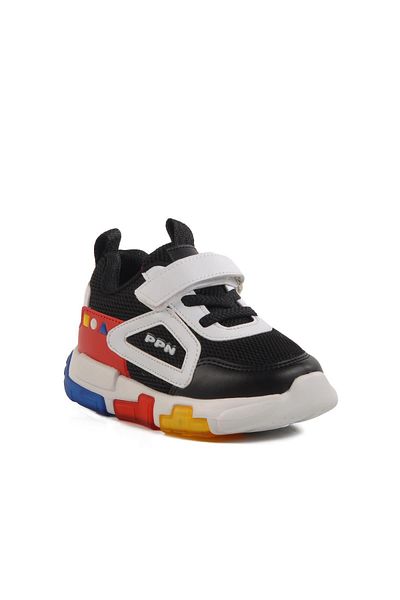 WALKWAY Black-White Textile Baby Sports Shoes Ppn 1909 B