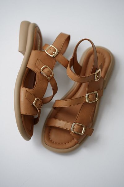 selinshoes Sandale Bloss din piele naturală pentru femei, cu cataramă din cauciuc, 3 piese - TABA
