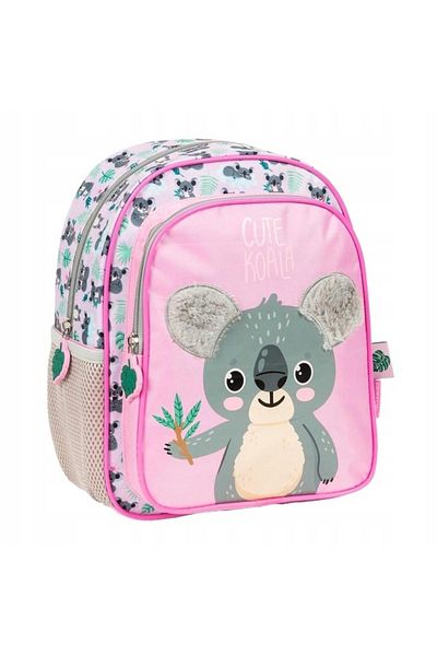 zola Ghiozdan prescolari, usor, 2 compartimente, roz cu koala pufos, 29x23x14 cm