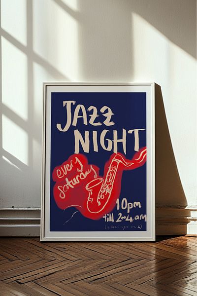 Taranist Αφίσα - Jazz Decor Retro Poster Saxophone Jazz Night