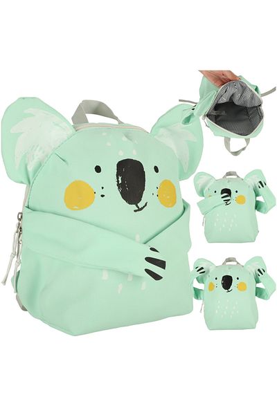 zola Rucsac copii, bretele buretate, manute magnetice, model koala verde, 23x28x11.5 cm