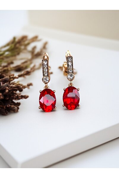 FAYRA ACCESSORIES Crystal Stone Oval Earrings