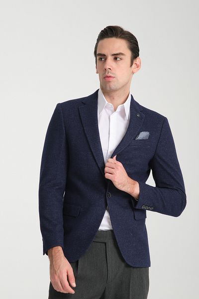 Frappoli Ανδρικό κασετίνα Ευέλικτο ύφασμα Slim Fit Mono Collar Sports Blazer Jacket