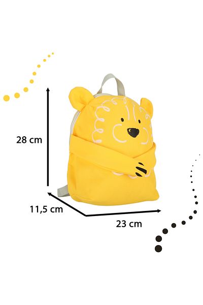 zola Rucsac copii, bretele buretate, manute magnetice, model leu galben, 23x28x11.5 cm